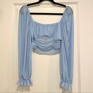Princess Polly The Penny Top Blue Long Sleeve - US 2
